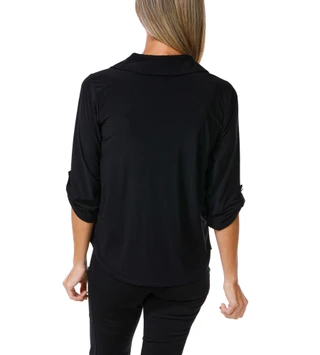 Thumbnail 2: Joie De Vivre Women's 3-Studded Split Neck Top 