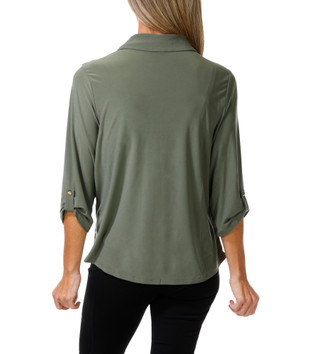 Thumbnail 2: Joie De Vivre Women's Double Pocket Button Down Long Sleeve Top 