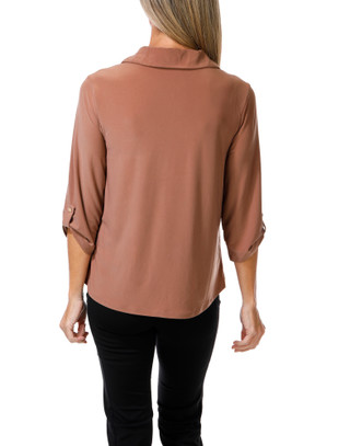 Thumbnail 2: Joie De Vivre Women's Double Pocket Button Down Long Sleeve Top 