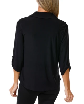 Thumbnail 2: Joie De Vivre Women's Double Pocket Button Down Long Sleeve Top 