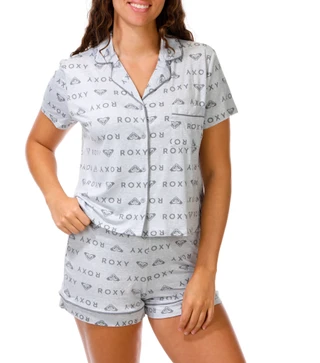 Thumbnail 1: ROXY Juniors' Short Sleeve Notch Collar Pajama Set 