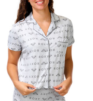 Thumbnail 2: ROXY Juniors' Short Sleeve Notch Collar Pajama Set 