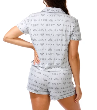 Thumbnail 4: ROXY Juniors' Short Sleeve Notch Collar Pajama Set 