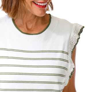 Thumbnail 2: Democracy Women's Crochet Ruffle Sleeve Sweater Top 