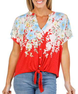 Thumbnail 1: Status by Chenault Women's Short Sleeve Tie Front Knit Top 