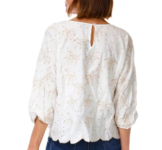 Thumbnail 4: Democracy Women's Boat Neck Embroidered Woven Top 