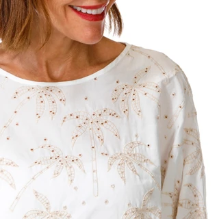 Thumbnail 2: Democracy Women's Boat Neck Embroidered Woven Top 