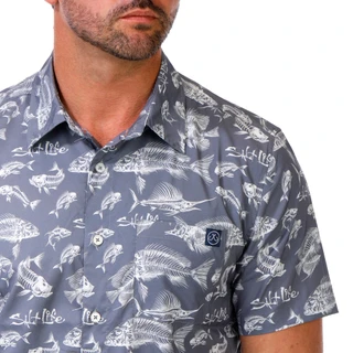 Thumbnail 2: Salt Life Men's Short Sleeve Fish N Bone Button Down Shirt 