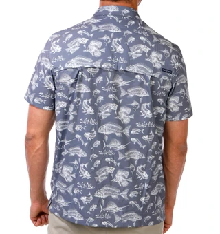 Thumbnail 3: Salt Life Men's Short Sleeve Fish N Bone Button Down Shirt 