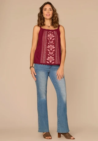 Thumbnail 2: Democracy Women's Embroidered Square Neck Tank Top 