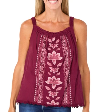 Thumbnail 1: Democracy Women's Embroidered Square Neck Tank Top 
