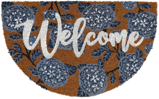 Thumbnail 2: Home Essentials Half-Round Welcome Hydrangea Outdoor Rug 