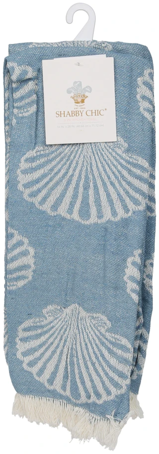 Thumbnail 1: SHABBY CHIC 3 Pk Cotton Woven Jacquard Hand Towels w/ Fray Edges 