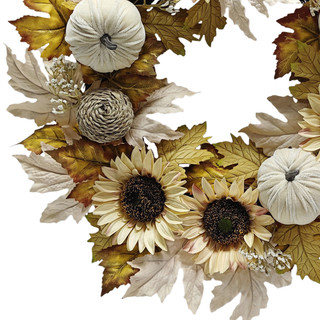 Thumbnail 3: Autumn Gatherings 22 in Sunflower Velvet Pumpkin Harvest Wreath 
