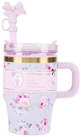 Thumbnail 1: Kensie 14 Oz. Stainless Steel Tumbler with Bow Topper 
