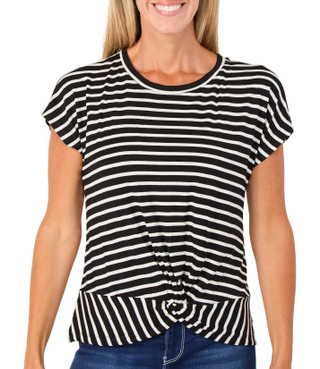Thumbnail 1: NINE WEST Women's Extended Shoulder Twist Front Top 