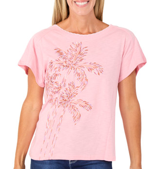 Thumbnail 1: Democracy Women's Short Sleeve Embroidered Boyfriend Tee 