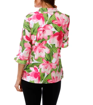 Thumbnail 2: ANA CLARE Women's Mira Flounce Sleeve Polo Top 