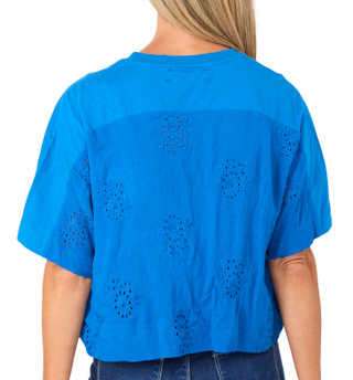 Thumbnail 3: CITY BLUES Women's Short Sleeve Embroidered Crop Tee 