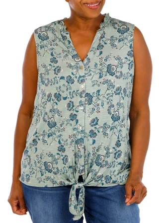 Thumbnail 1: Status by Chenault Women's Plus Sleeveless Tie Front Top 