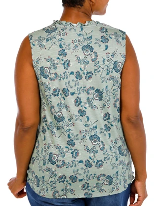 Thumbnail 3: Status by Chenault Women's Plus Sleeveless Tie Front Top 
