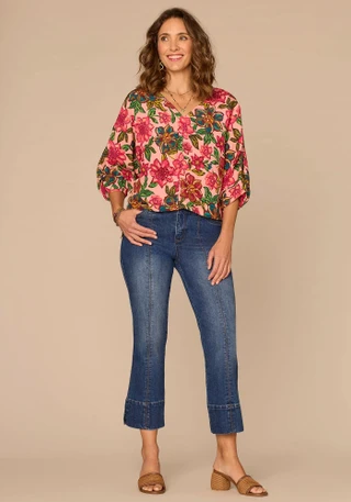 Thumbnail 4: Democracy Women's Kimono Sleeve V-Neck Woven Top 