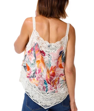 Thumbnail 3: Democracy Women's Embroidered Crochet Trim Tank Top 