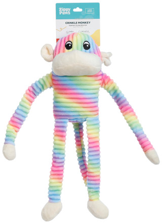 Thumbnail 1: Zippy Paws Crinkle Monkey Rainbow Dog Toy 