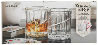 Thumbnail 2: Godinger Whiskey and Rye 3-Piece Glass and Cards Set 