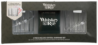 Thumbnail 1: Godinger Whiskey and Rye 3-Piece Glass and Cards Set 