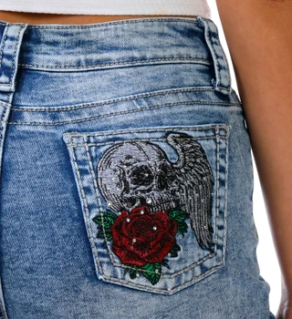 Thumbnail 3: SUNKISSED DENIM Juniors' Cuffed Embroidered Denim Shorts 