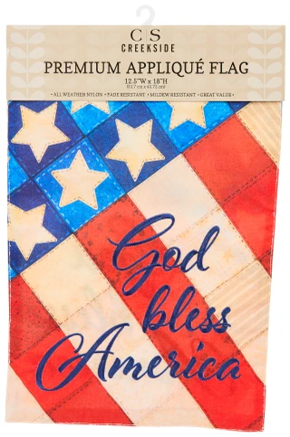 Thumbnail 1: Creekside God Bless America Applique Garden Flag 