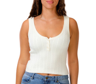 Thumbnail 1: Edge & Ivy Juniors' Sleeveless Henley Sweater Tank 