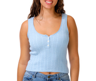 Thumbnail 1: Ragged Rose Juniors Sleeveless Henley Sweater Tank 
