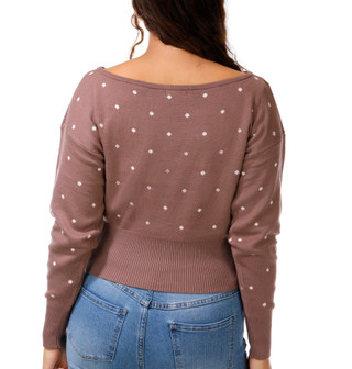 Thumbnail 2: Edge & Ivy Juniors' Long Sleeve Polka Dot Boat Neck Sweater 