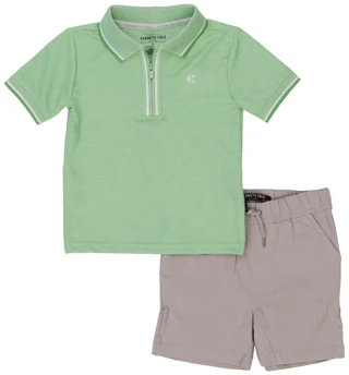 Thumbnail 1: Kenneth Cole Toddler Boys' 2-Piece Zip Polo & Shorts Set 