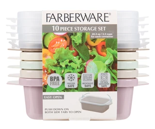 Thumbnail 1: Farberware 10-Piece Rectangular Food Storage Container Set 
