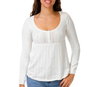 Thumbnail 1: Edge & Ivy Juniors' Long Sleeve Henley Babydoll Sweater 