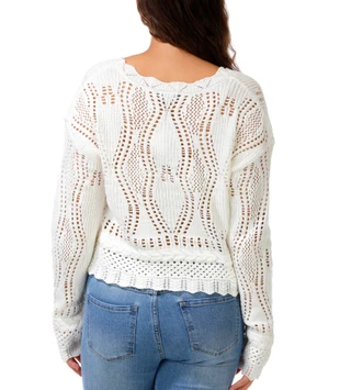 Thumbnail 3: Edge & Ivy Juniors' Long Sleeve Pointelle Cardigan 