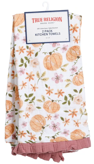 Thumbnail 1: Laura Ashley 2 Pk Harvest Happy Pumpkins Kitchen Towels 
