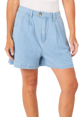 Thumbnail 1: BY TOGETHER Juniors' Chambray Casual Shorts 