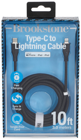 Thumbnail 1: Brookstone 10-Foot Braided Type-C to Lightning Cable 