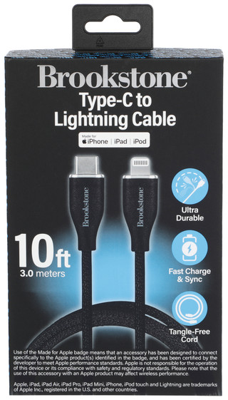 Thumbnail 2: Brookstone 10-Foot Braided Type-C to Lightning Cable 