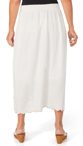 Thumbnail 2: AGB Women's Embroidered Hem Crepon Skirt 
