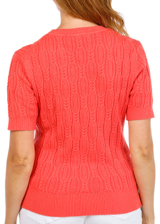 Thumbnail 2: Nautica Women's Short Sleeve Cable Knit Sweater 