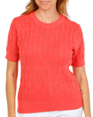 Thumbnail 1: Nautica Women's Short Sleeve Cable Knit Sweater 