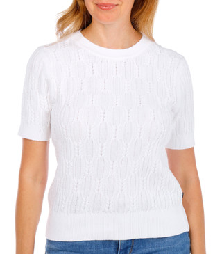 Thumbnail 1: Nautica Women's Short Sleeve Cable Knit Sweater 
