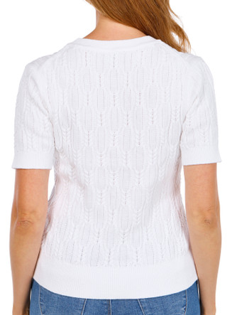 Thumbnail 3: Nautica Women's Short Sleeve Cable Knit Sweater 