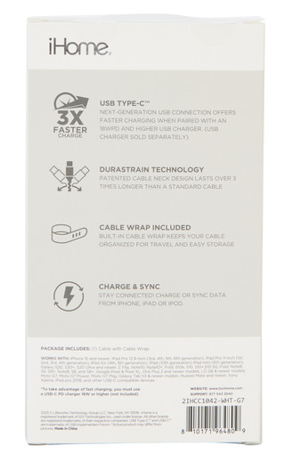 Thumbnail 2: Ihome 10-Foot Braided USB-C to USB-C Cable 