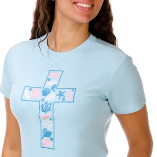 Thumbnail 3: COASTAL DREAMER Juniors' Short Sleeve Seashell Cross Tee 